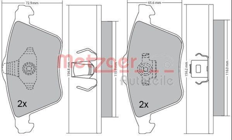 METZGER 1170233 Bremsbelagsatz, Scheibenbremse WVA 23 801