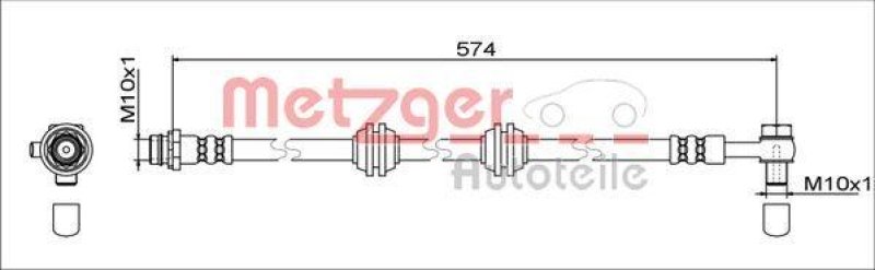 METZGER 4111760 Bremsschlauch für LAND ROVER HA rechts