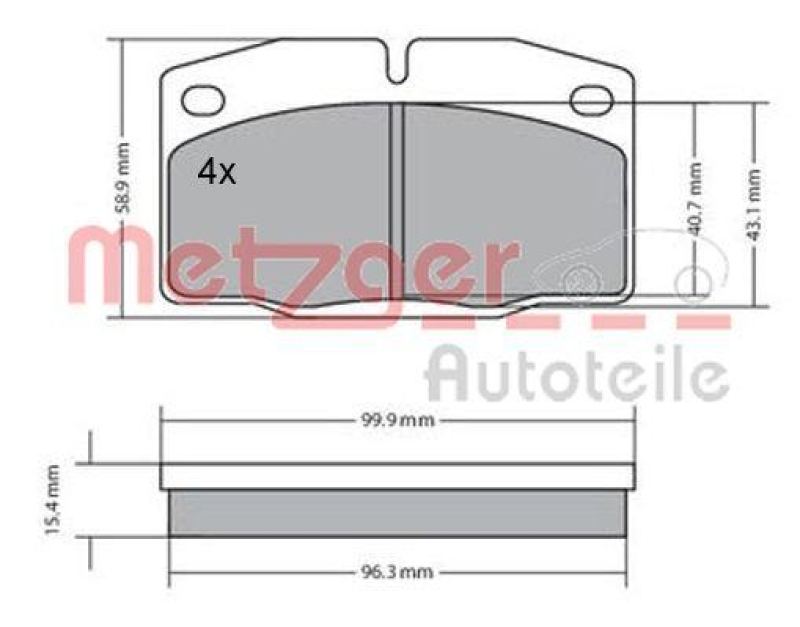 METZGER 1170234 Bremsbelagsatz, Scheibenbremse WVA 20 939