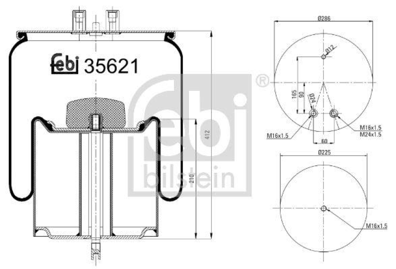 FEBI BILSTEIN 35621 Luftfederbalg mit Stahlkolben für RENAULT (RVI)