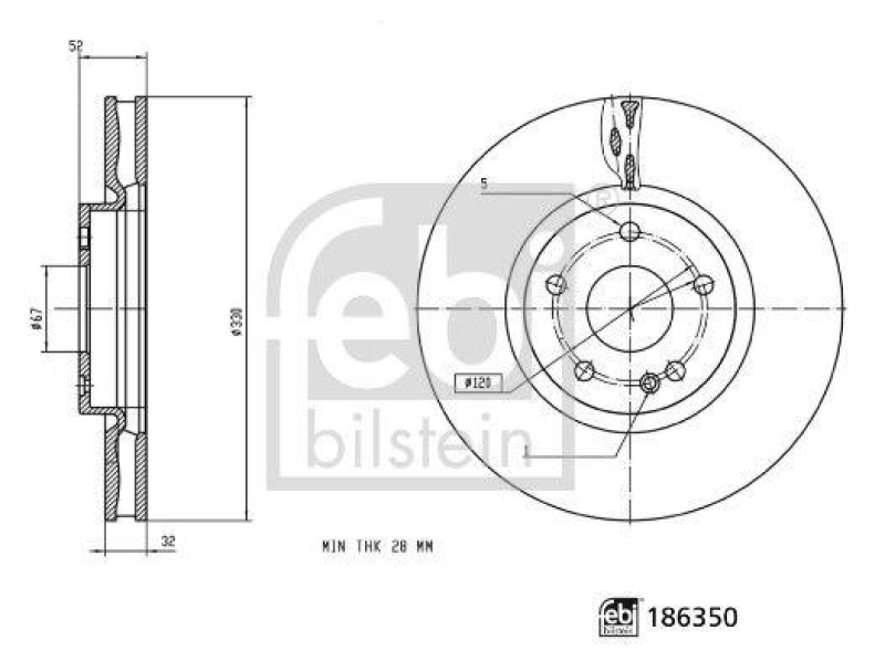 FEBI BILSTEIN 186350 Bremsscheibe für Mercedes-Benz