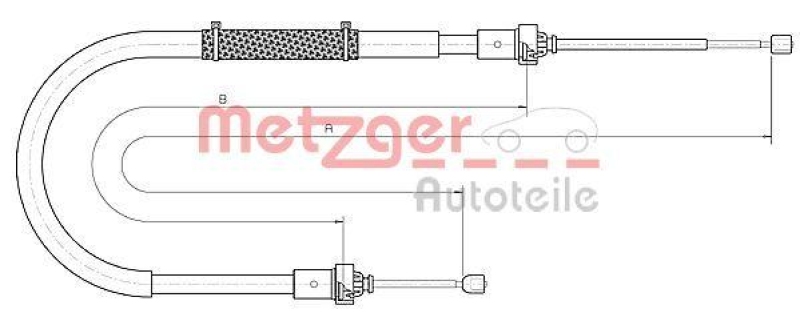 METZGER 10.6895 Seilzug, Feststellbremse für DACIA hinten links/rechts