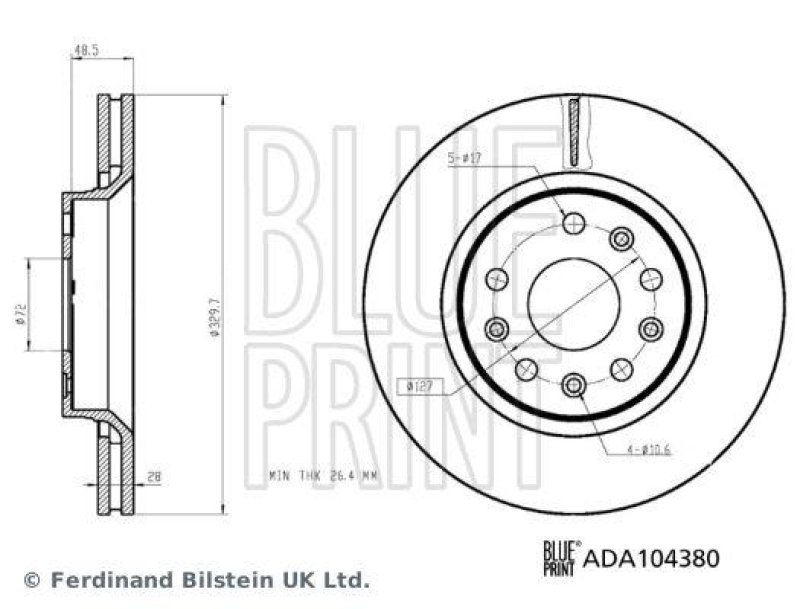 BLUE PRINT ADA104380 Bremsscheibe f&uuml;r Jeep