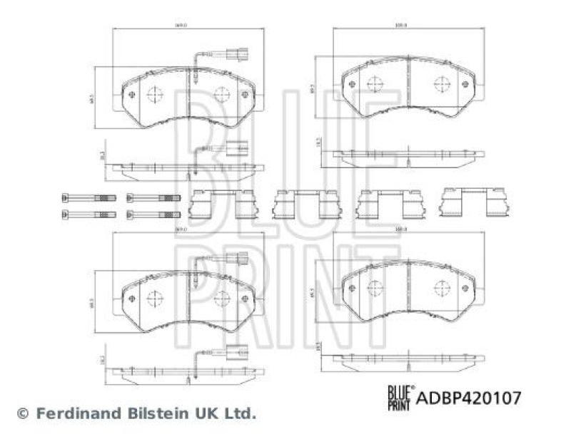 BLUE PRINT ADBP420107 Bremsbelagsatz mit Befestigungsmaterial f&uuml;r CITROEN