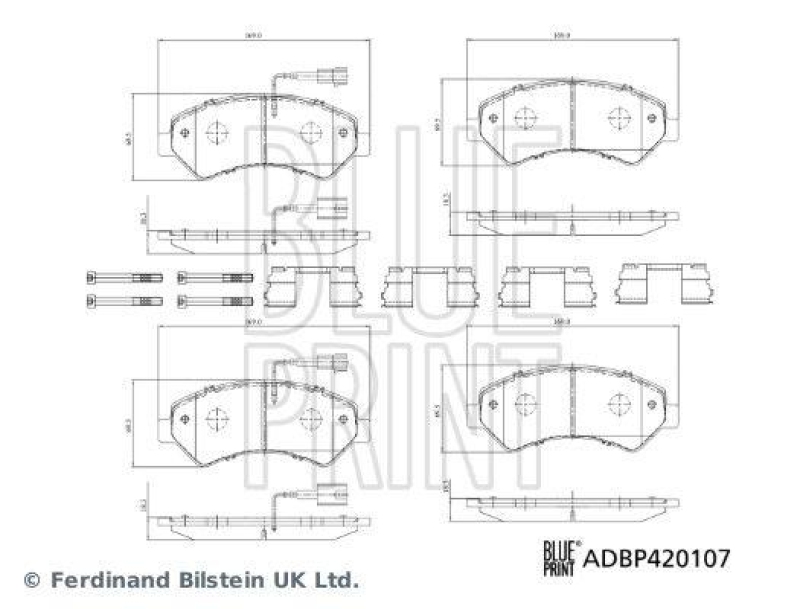 BLUE PRINT ADBP420107 Bremsbelagsatz mit Befestigungsmaterial für CITROEN