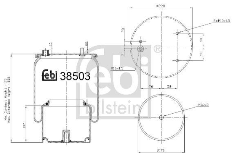 FEBI BILSTEIN 38503 Luftfederbalg mit Stahlkolben für DAF