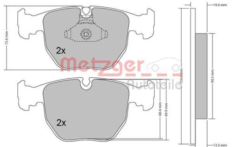 METZGER 1170238 Bremsbelagsatz, Scheibenbremse WVA 21 486