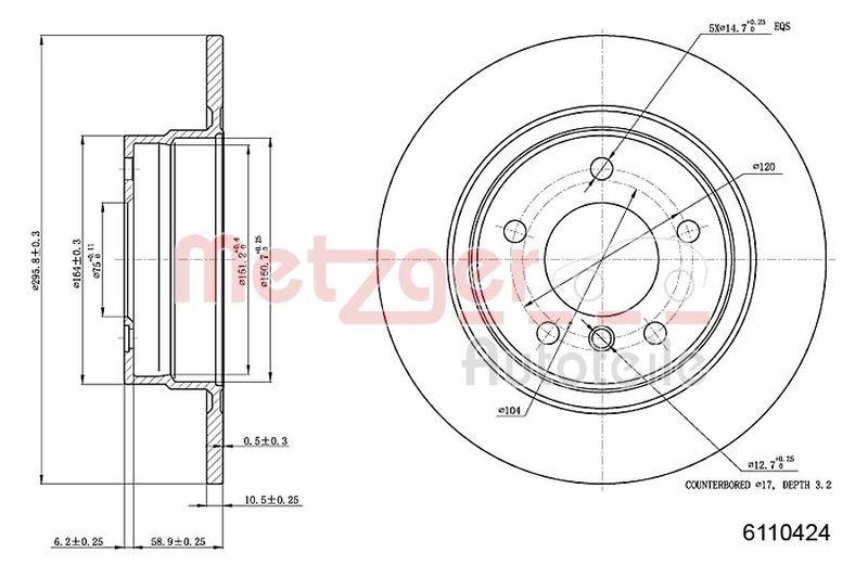 METZGER 6110424 Bremsscheibe Lack/Ks für BMW HA