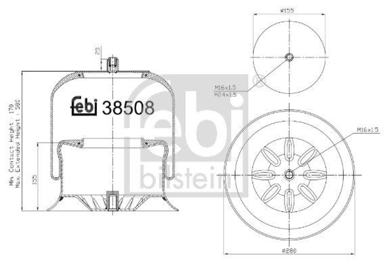 FEBI BILSTEIN 38508 Luftfederbalg mit Stahlkolben für Mercedes-Benz