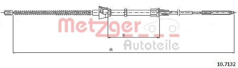 METZGER 10.7132 Seilzug, Feststellbremse für SEAT/VW hinten links/rechts