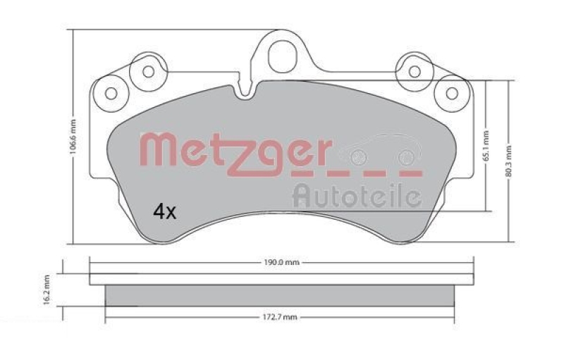 METZGER 1170242 Bremsbelagsatz, Scheibenbremse WVA 23 693