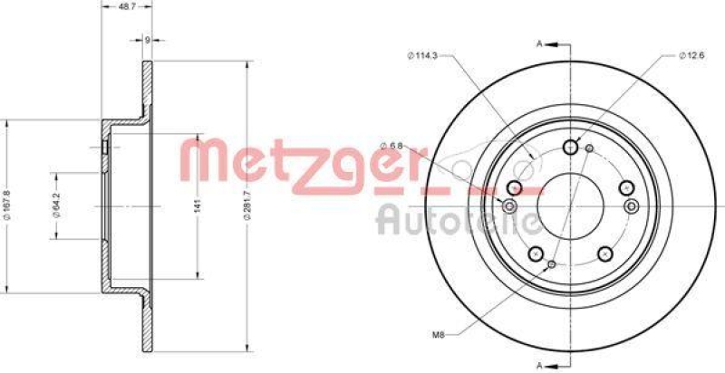 METZGER 6110426 Bremsscheibe Lack/Ks für HONDA HA