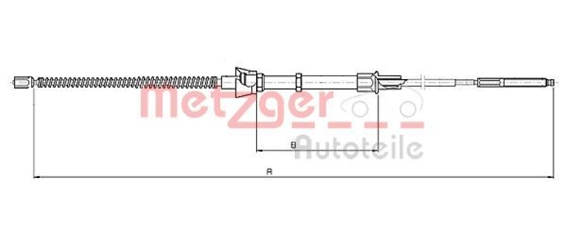 METZGER 10.7134 Seilzug, Feststellbremse für SEAT/VW hinten links/rechts