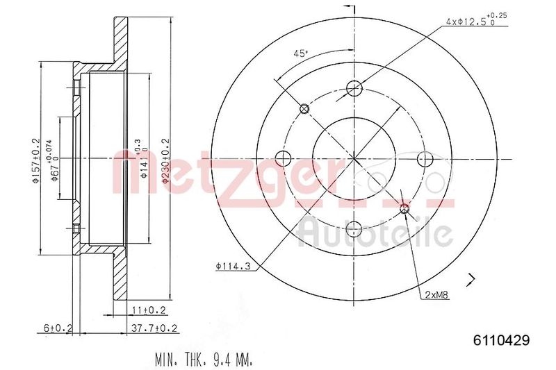 METZGER 6110429 Bremsscheibe Lack/Ks für HYUNDAI VA