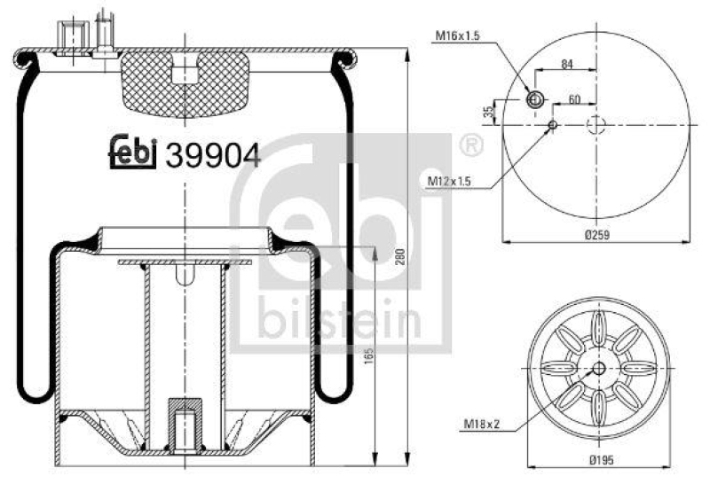 FEBI BILSTEIN 39904 Luftfederbalg mit Stahlkolben für M A N