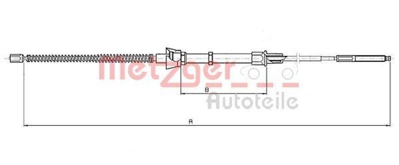 METZGER 10.7136 Seilzug, Feststellbremse für SEAT/VW hinten links/rechts