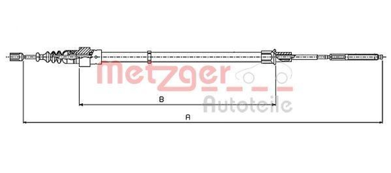 METZGER 10.7137 Seilzug, Feststellbremse für SEAT/VW hinten links/rechts