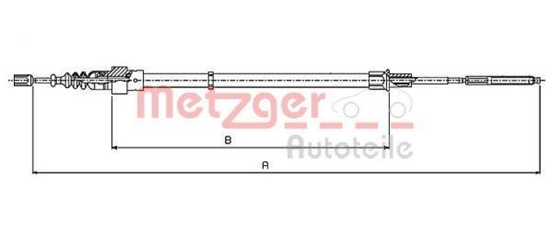 METZGER 10.7137 Seilzug, Feststellbremse f&uuml;r SEAT/VW hinten links/rechts