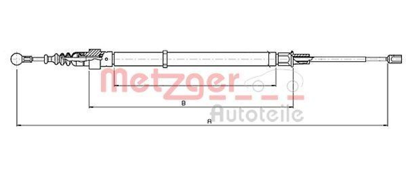 METZGER 10.7139 Seilzug, Feststellbremse für SEAT/SKODA/VW hinten links/rechts