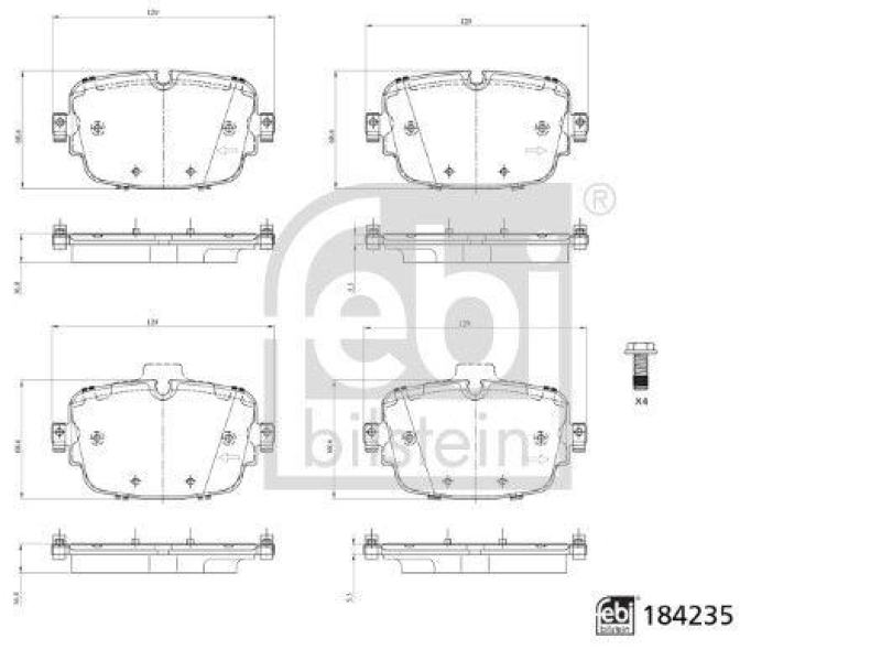 FEBI BILSTEIN 184235 Bremsbelagsatz mit Schrauben für VW-Audi