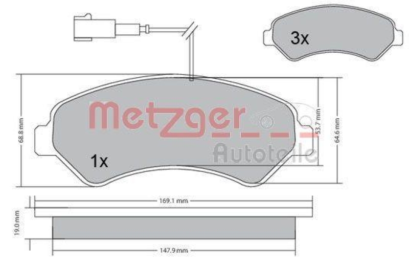 METZGER 1170248 Bremsbelagsatz, Scheibenbremse WVA 24 466