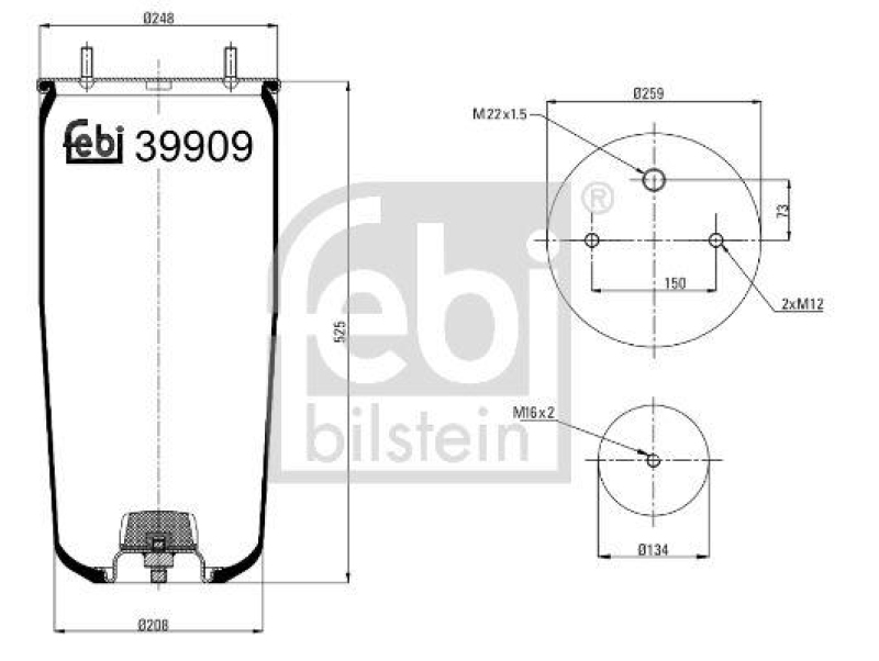 FEBI BILSTEIN 39909 Luftfederbalg ohne Kolben für Bergische Achsen