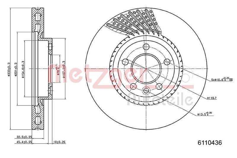 METZGER 6110436 Bremsscheibe Lack/Ks/Hc für VW VA