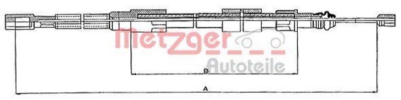 METZGER 10.7211 Seilzug, Feststellbremse f&uuml;r VW hinten rechts