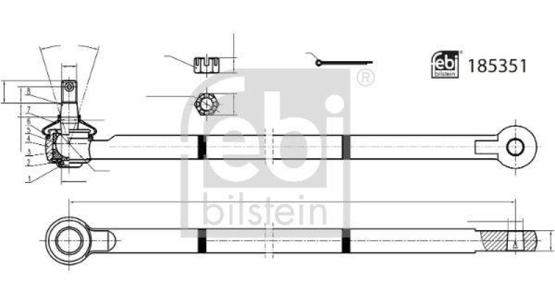 FEBI BILSTEIN 185351 Lenkstange mit Kronenmutter und Splint für SUZUKI