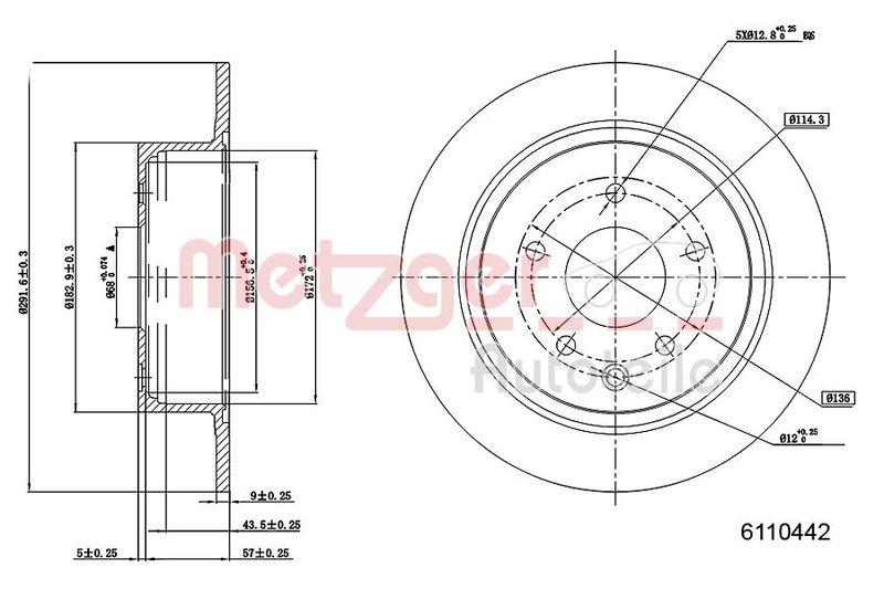 METZGER 6110442 Bremsscheibe Lack/Ks für NISSAN HA