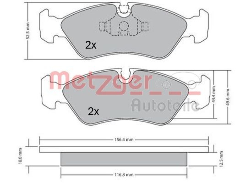 METZGER 1170252 Bremsbelagsatz, Scheibenbremse WVA 21 190