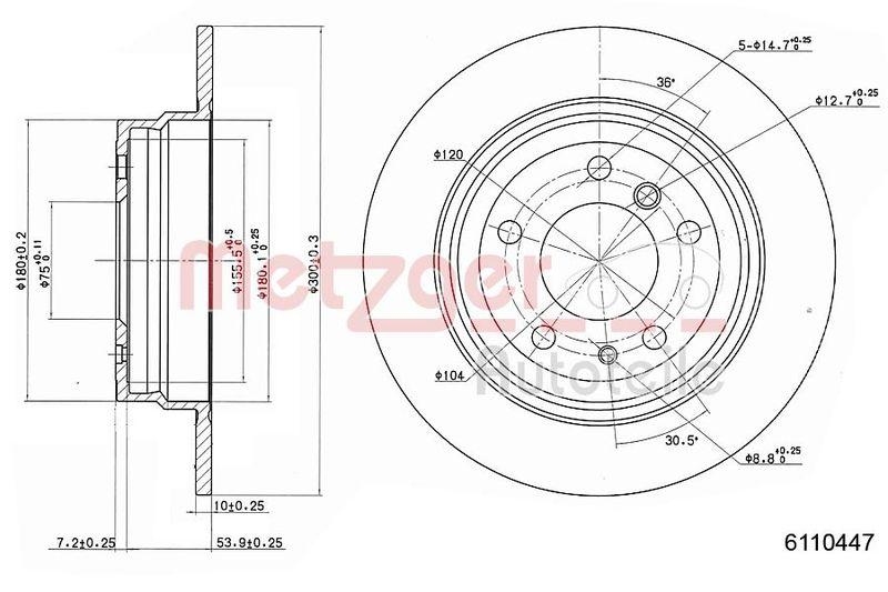 METZGER 6110447 Bremsscheibe Lack/Ks/Ms für BMW HA