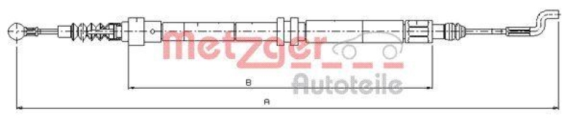 METZGER 10.7393 Seilzug, Feststellbremse für VW hinten links/rechts