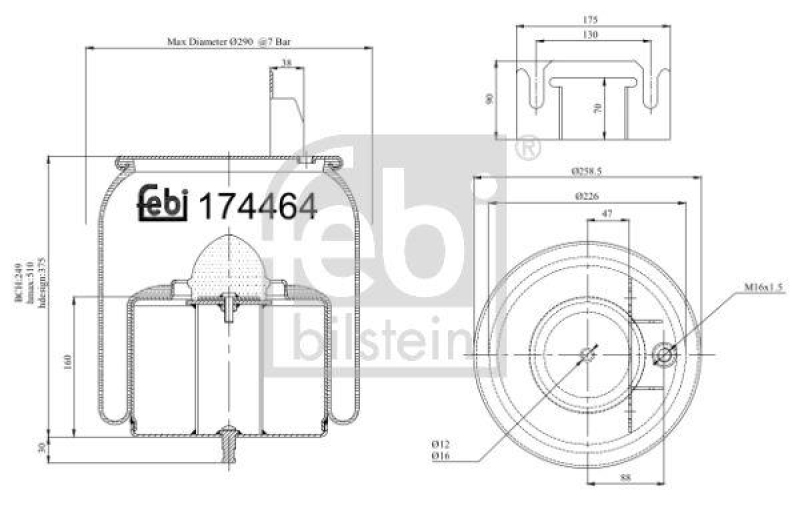 FEBI BILSTEIN 174464 Luftfederbalg mit Stahlkolben für Volvo