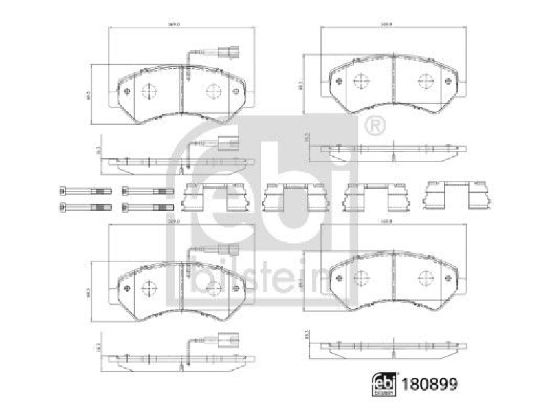 FEBI BILSTEIN 180899 Bremsbelagsatz mit Befestigungsmaterial für CITROEN