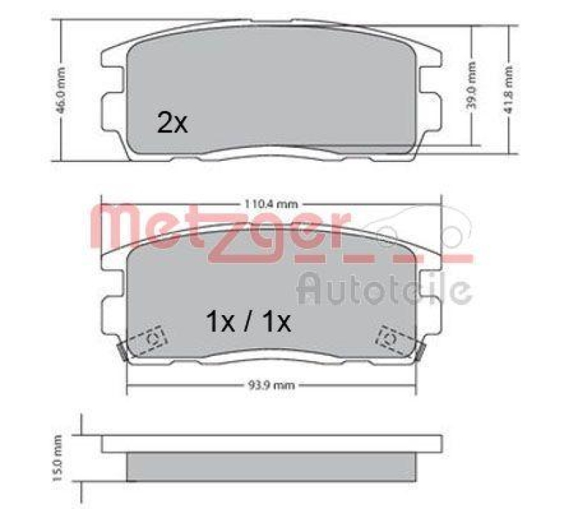 METZGER 1170256 Bremsbelagsatz, Scheibenbremse WVA 24 498