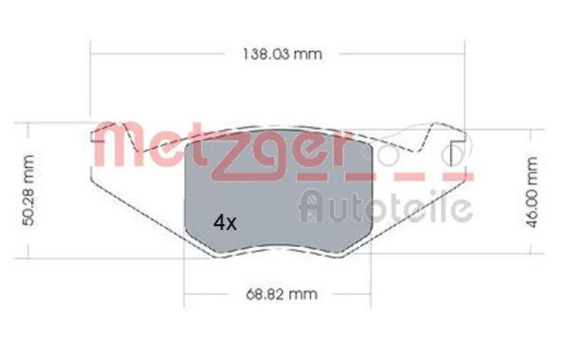 METZGER 1170257 Bremsbelagsatz, Scheibenbremse WVA 20 889