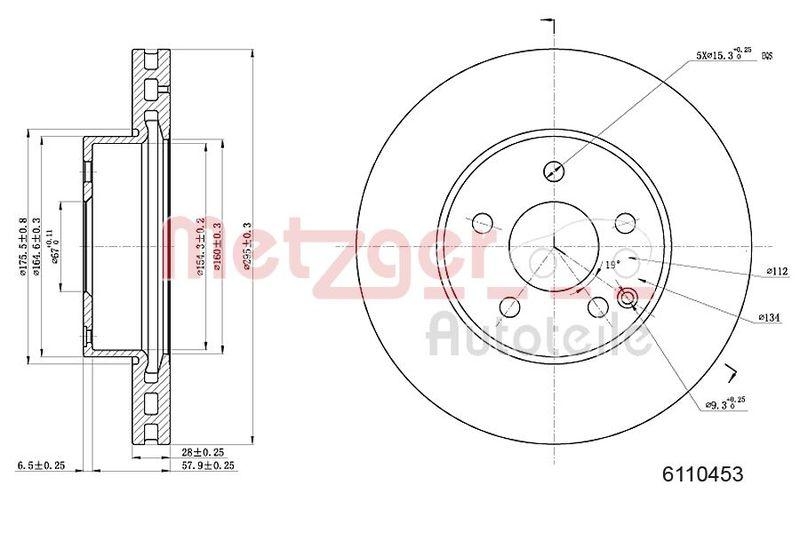 METZGER 6110453 Bremsscheibe Lack/Ks für MB VA