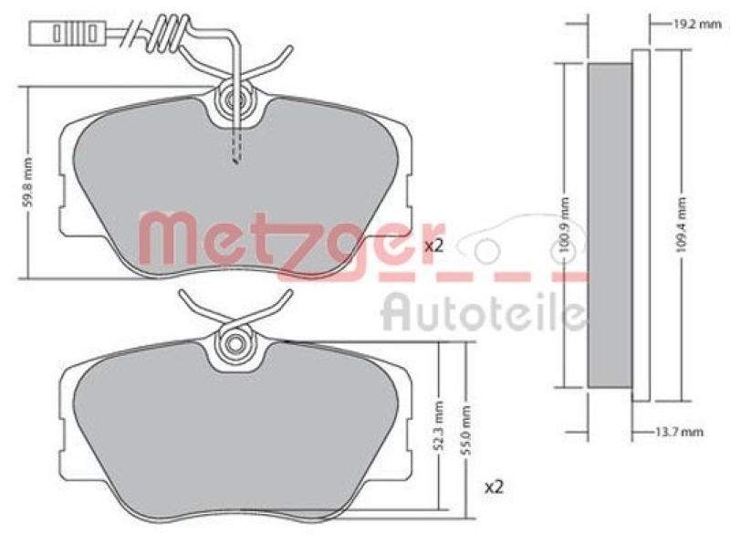 METZGER 1170258 Bremsbelagsatz, Scheibenbremse WVA 20 941