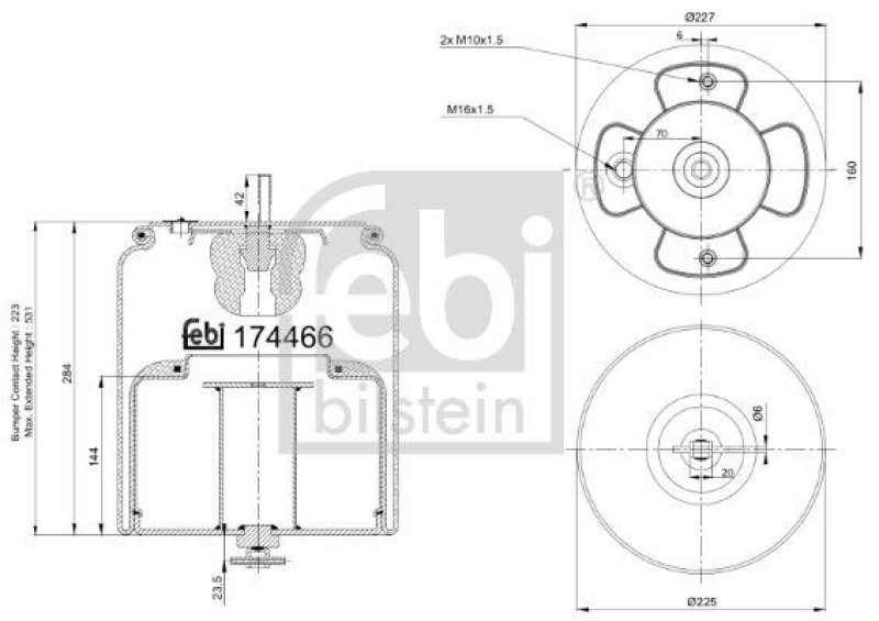 FEBI BILSTEIN 174466 Luftfederbalg mit Stahlkolben für Volvo