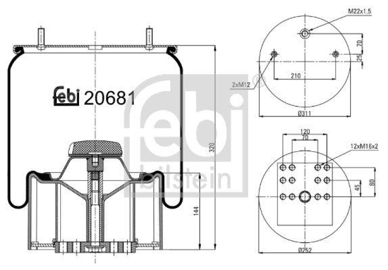 FEBI BILSTEIN 20681 Luftfederbalg mit Kunststoffkolben für Bergische Achsen