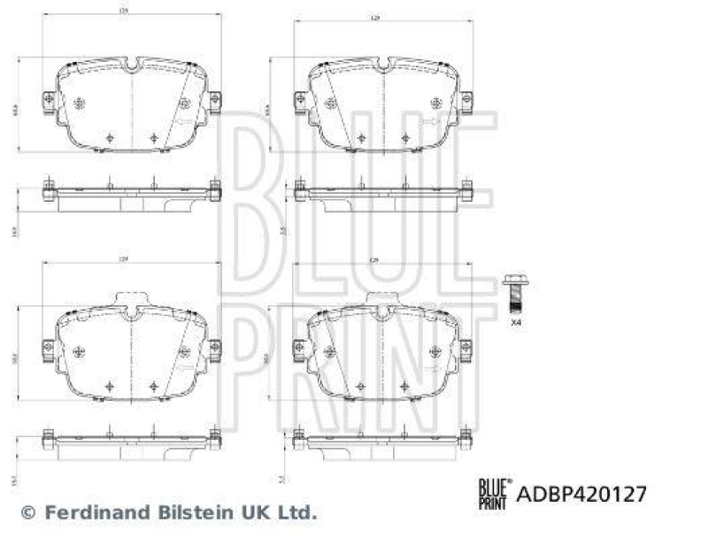 BLUE PRINT ADBP420127 Bremsbelagsatz mit Schrauben für VW-Audi