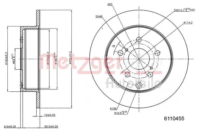 METZGER 6110455 Bremsscheibe Lack/Ks für TOYOTA HA