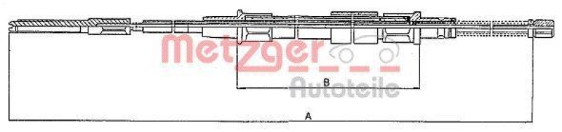 METZGER 10.7402 Seilzug, Feststellbremse für VW hinten links/rechts