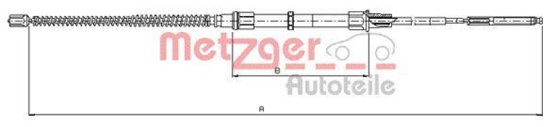 METZGER 10.7405 Seilzug, Feststellbremse für VW hinten links/rechts