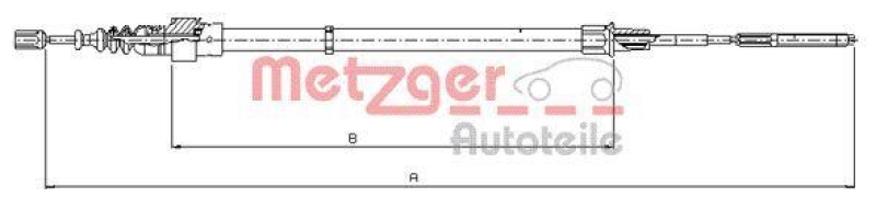 METZGER 10.7406 Seilzug, Feststellbremse für VW hinten links/rechts