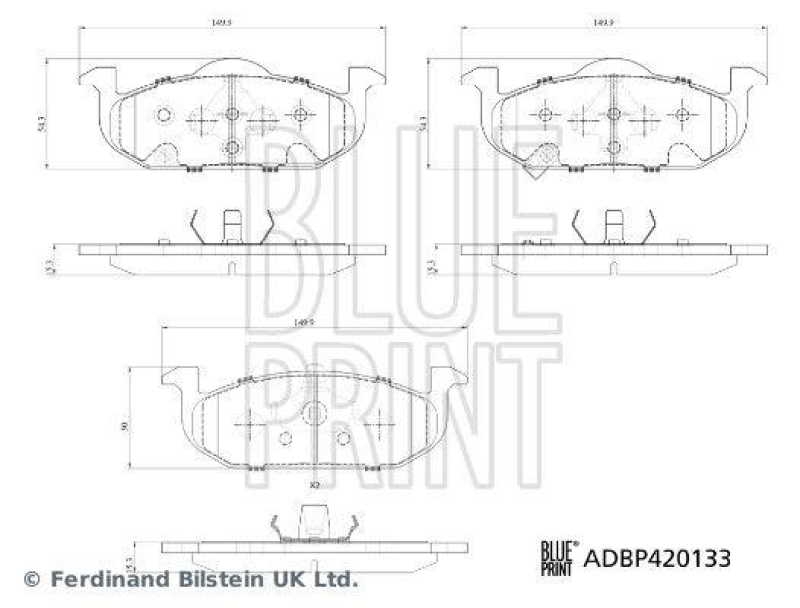 BLUE PRINT ADBP420133 Bremsbelagsatz für MG