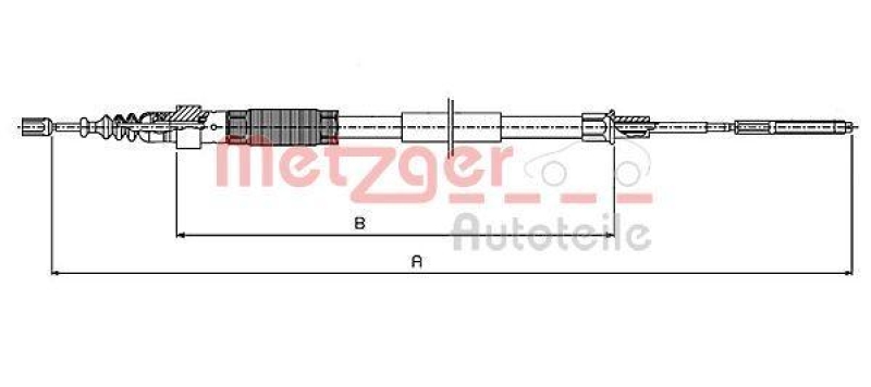 METZGER 10.7408 Seilzug, Feststellbremse für VW hinten links/rechts