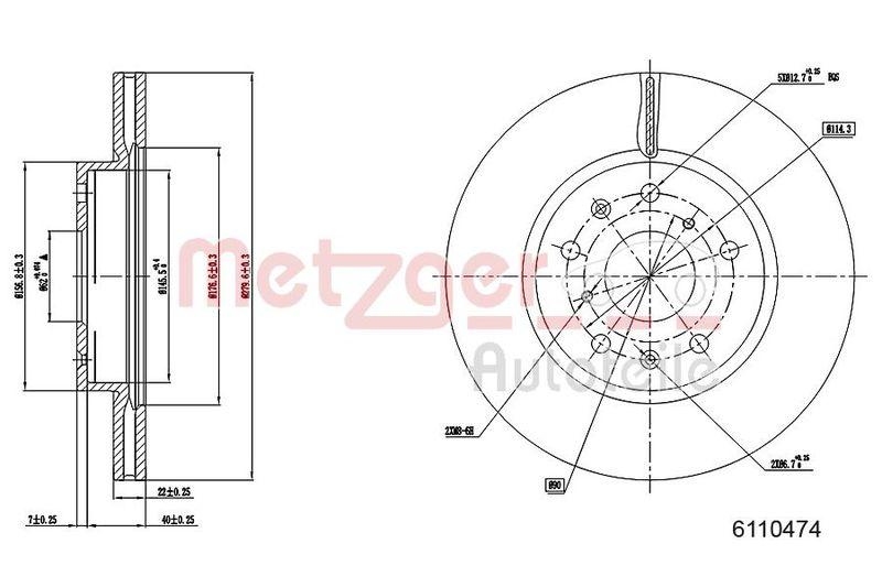 METZGER 6110474 Bremsscheibe Lack/Ks/Ms für FIAT/SUZUKI VA