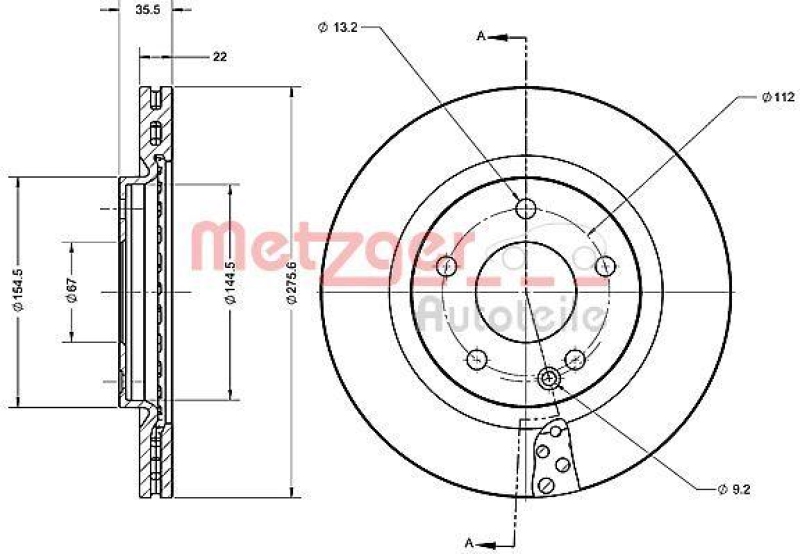 METZGER 6110479 Bremsscheibe Lack/Ks für MB VA